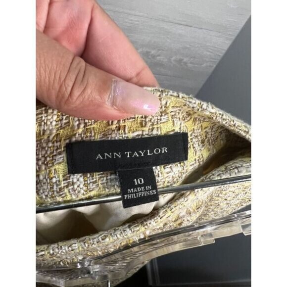 Ann Taylor Yellow Tweed Mini Skirt Size 10 - Picture 4 of 7